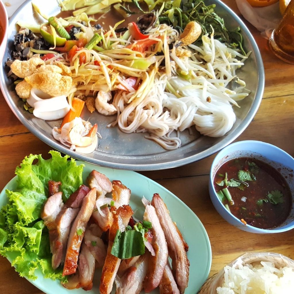 thai food served on table